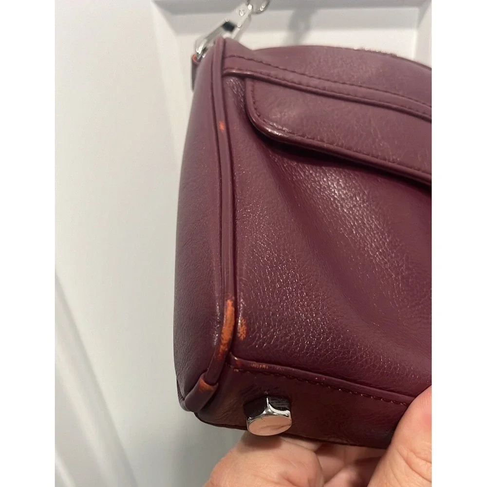 Rebecca Minkoff Crossbody Purse Leather Silver‎ Hardware Burgundy Color Bag